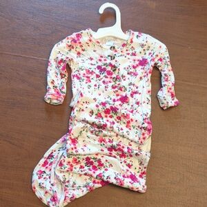 Lou Lou & Company "Florence" Pink Floral Knotted Sleep Gown 3-6m